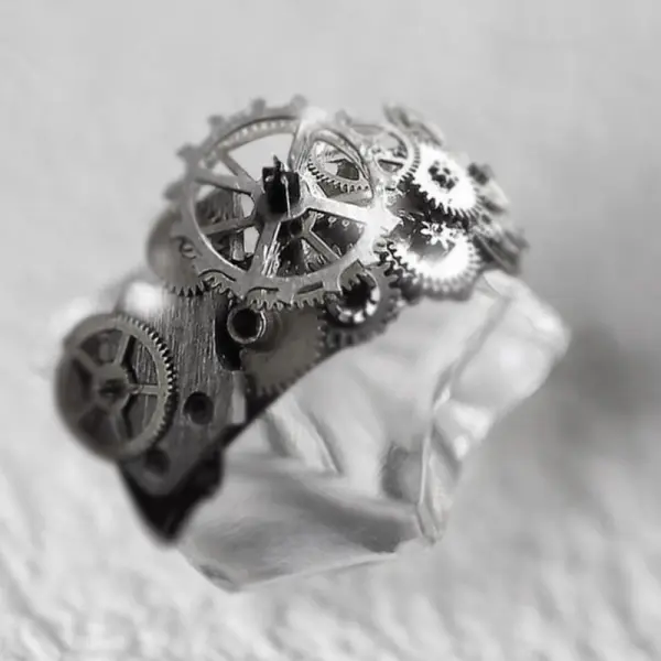Functional technology accessories personality punk exaggerated clockwork gear mechanical retro ring ring - Stormnewstudio.com 