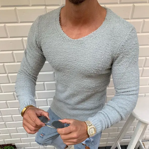 Casual Solid Color Round Neck Knit Sweaters - Stormnewstudio.com 