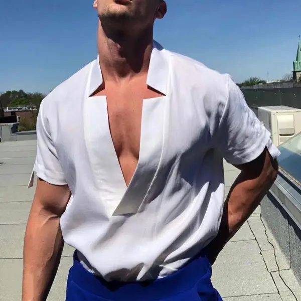 Men's minimalist casual short-sleeved shirt - Stormnewstudio.com 