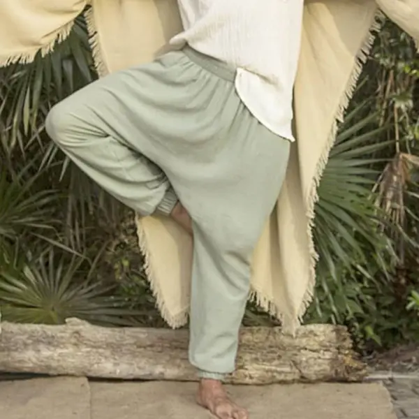 Men's linen holiday plain harem pants - Stormnewstudio.com 