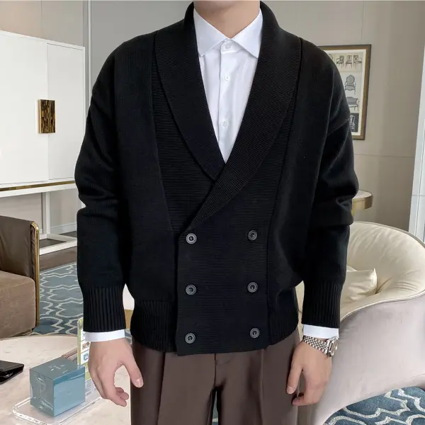 Gentleman Autumn And Winter Double Button Knitted Cardigan - Stormnewstudio.com 