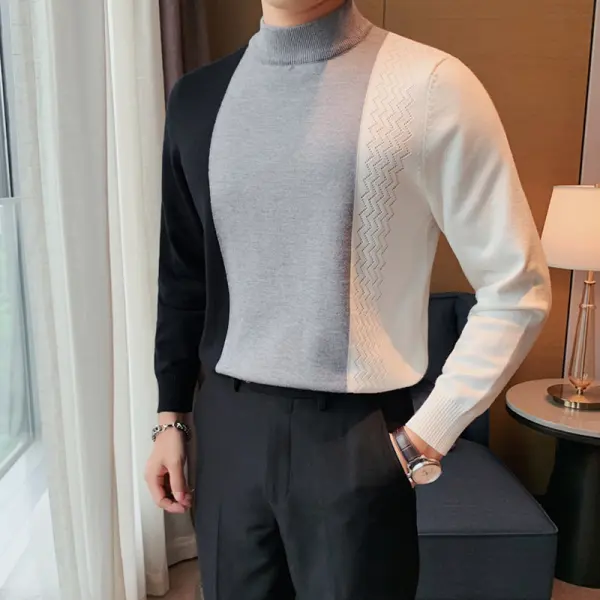 Round Neck Striped Contrast Casual Long-sleeved Sweater - Stormnewstudio.com 
