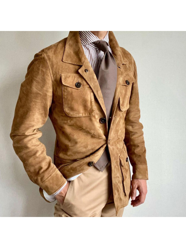 Suede Multi-pocket Autumn And Winter Jacket