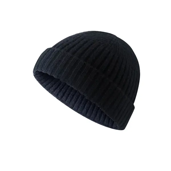 Men's & Women's Warm Plain Knitted Melon Leather Hat - Stormnewstudio.com 
