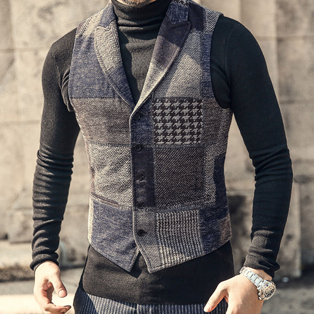 Men's Retro Patch Pattern Vest