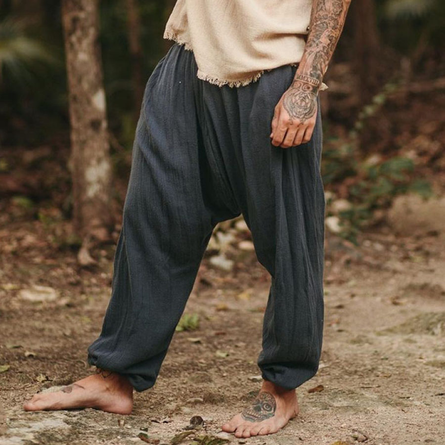 

Men's Linen Holiday Plain Harem Pants