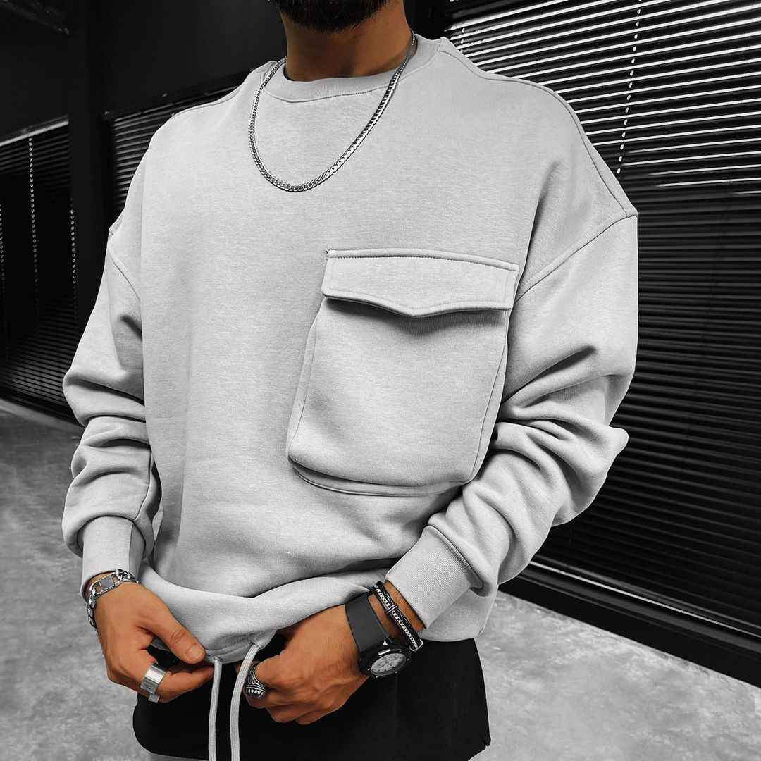 Round Neck Sweatshirt With Chest Pocket