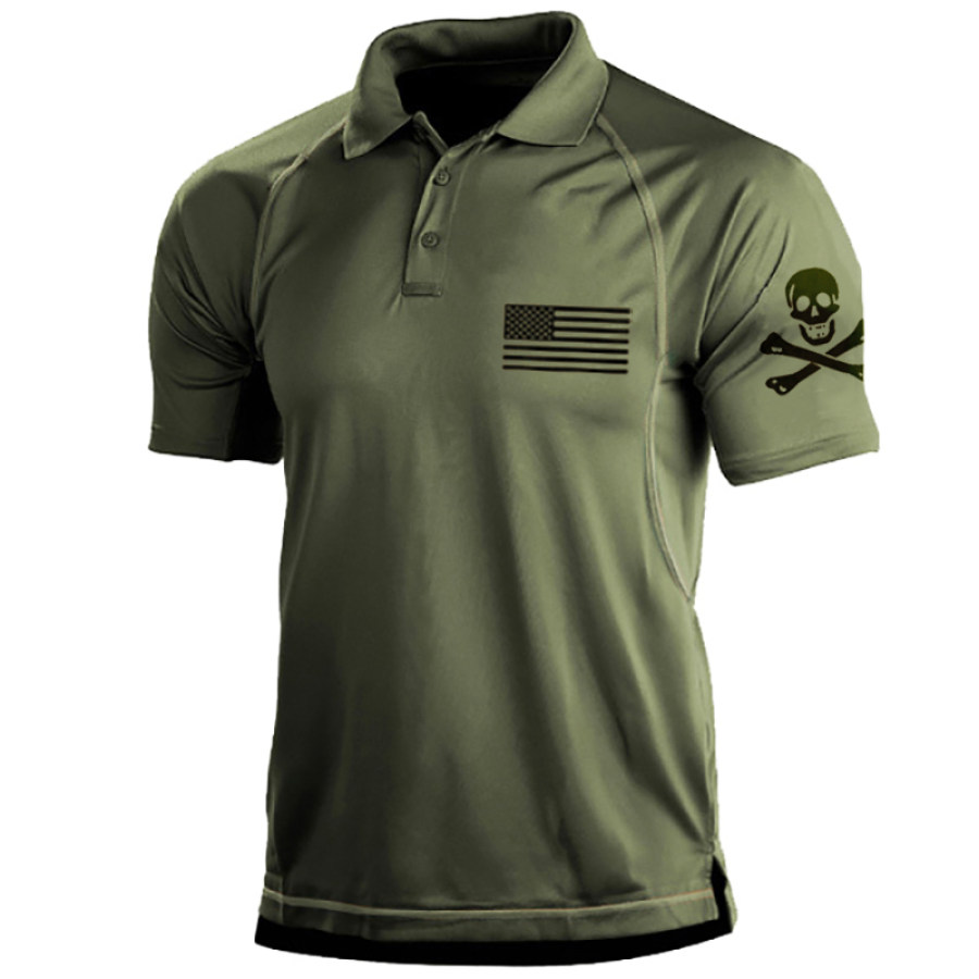 

Men's Outdoor Tactical Skull Print Henley Shirt