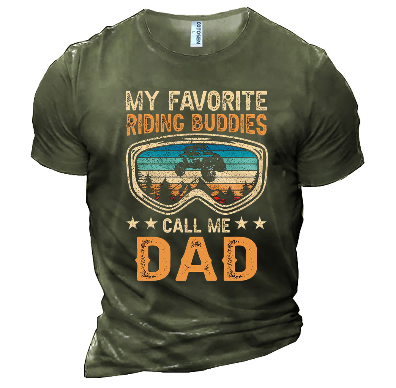 Men's Riding Buddies Call Chic Me Dad Print Cotton T-shirt
