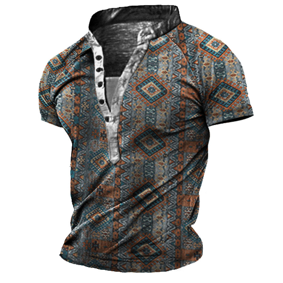 

Men's Western Tribal Totem Print Vintage Heney Short Sleeve T-Shirt
