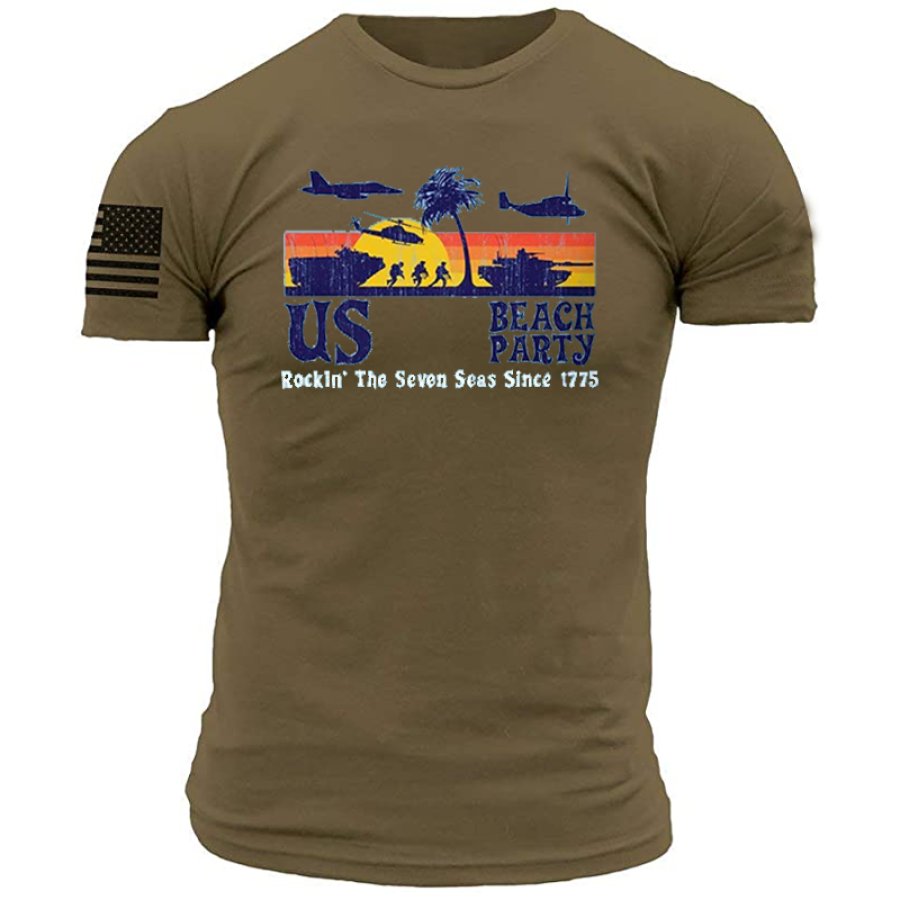 

Men's Beach Military Print T-Shirt