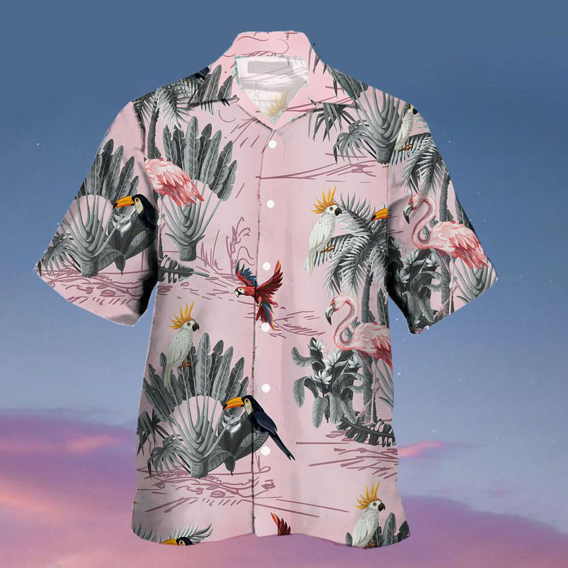 Men's Bird Beach Short Sleeve Chic Shirt