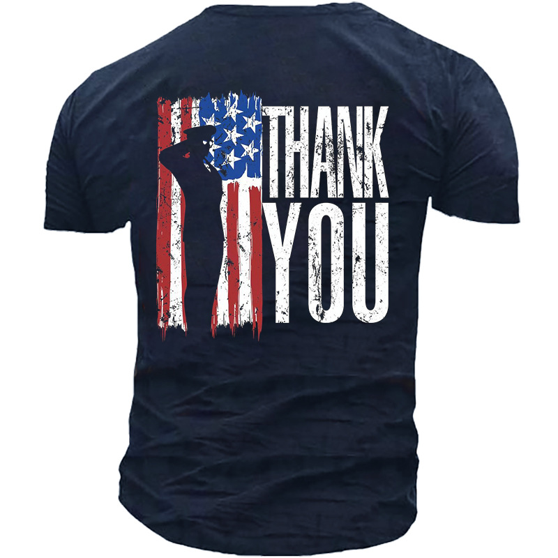 Patriotic American Us Flag Chic Thank You Veterans Men's T-shirt