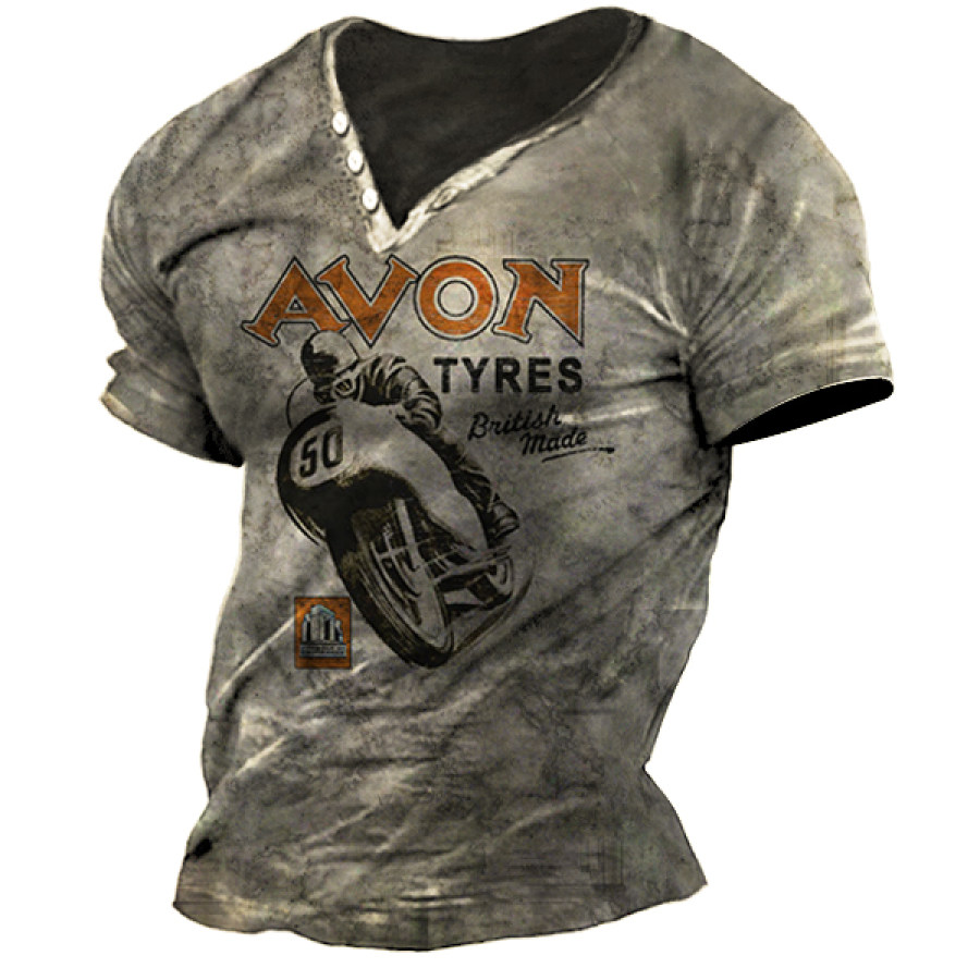 

Men's V-Neck Motorcycle Element Henley T-Shirt