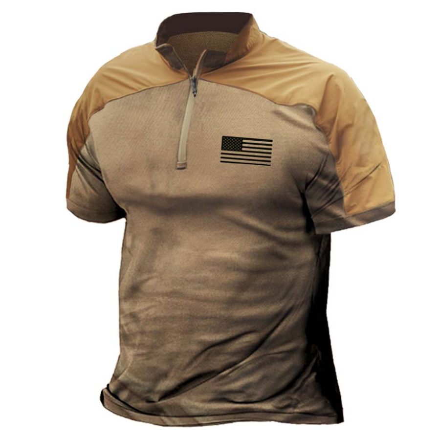 

Men's Outdoor Vintage Print Tactical Short Sleeve Shirt