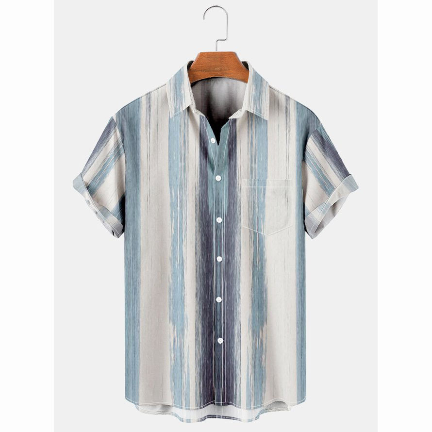 Men's Striped Short Sleeve Chic Beach Shirt