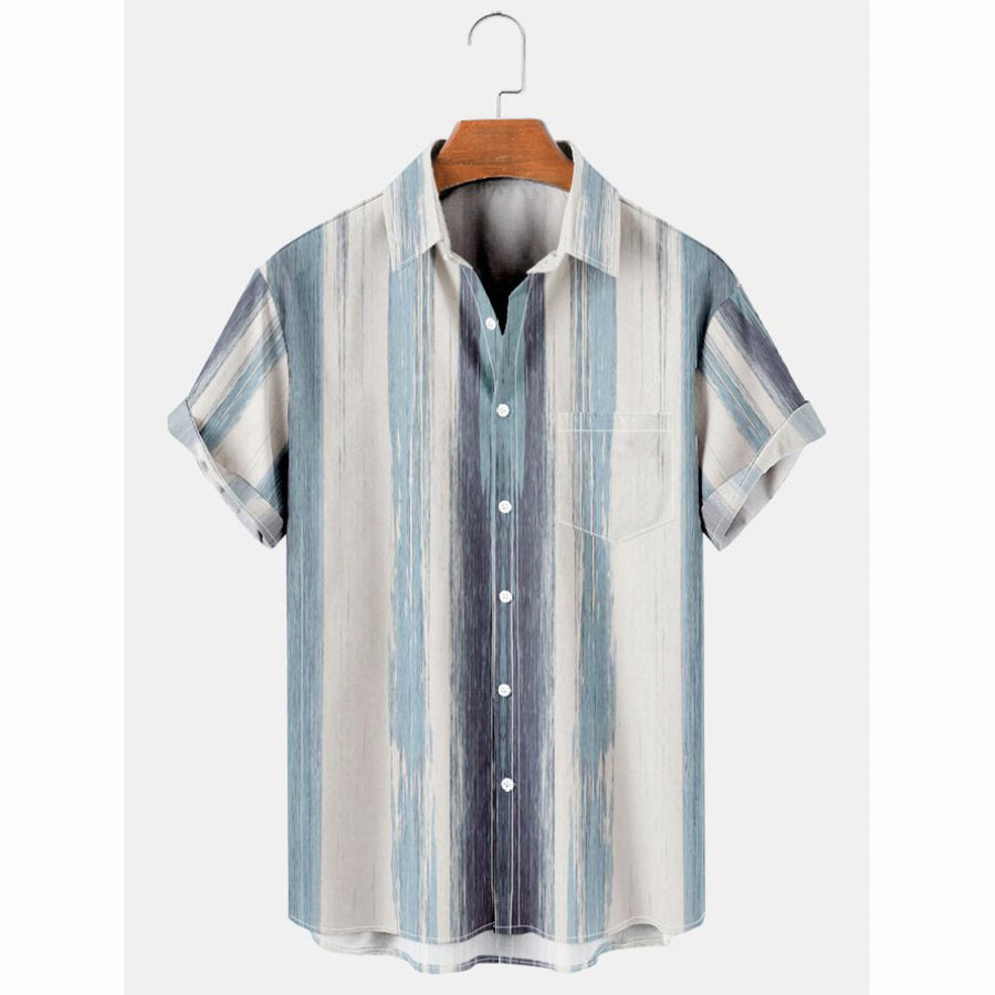 

Men's Striped Short Sleeve Beach Shirt