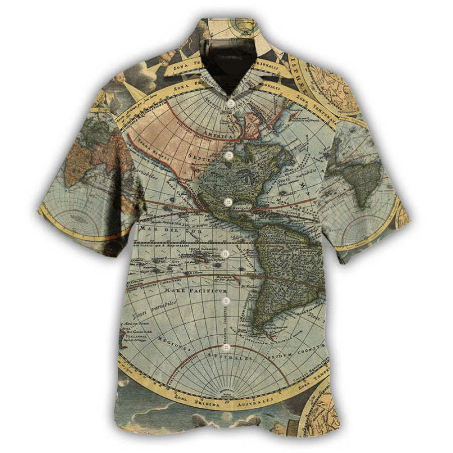 

Men's Map Beach Short Sleeve Shirt Shorts