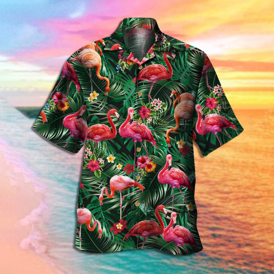 

Men's Red-crowned Crane Beach Short Sleeve Shirt