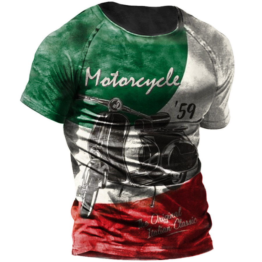 

Men's Vintage Motorcycle Print Crew Neck T-Shirt