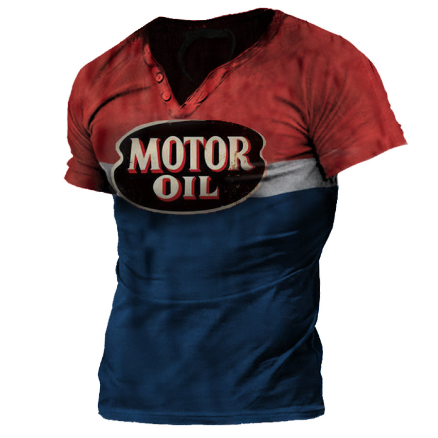 

Men's Outdoor Motor Oil Print V-Neck T-Shirt