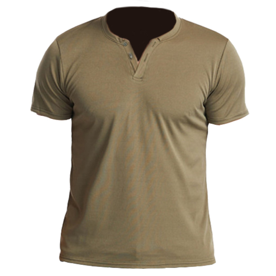 

Men's Button Zip Neck Quick Dry High Stretch Athleisure T-Shirt