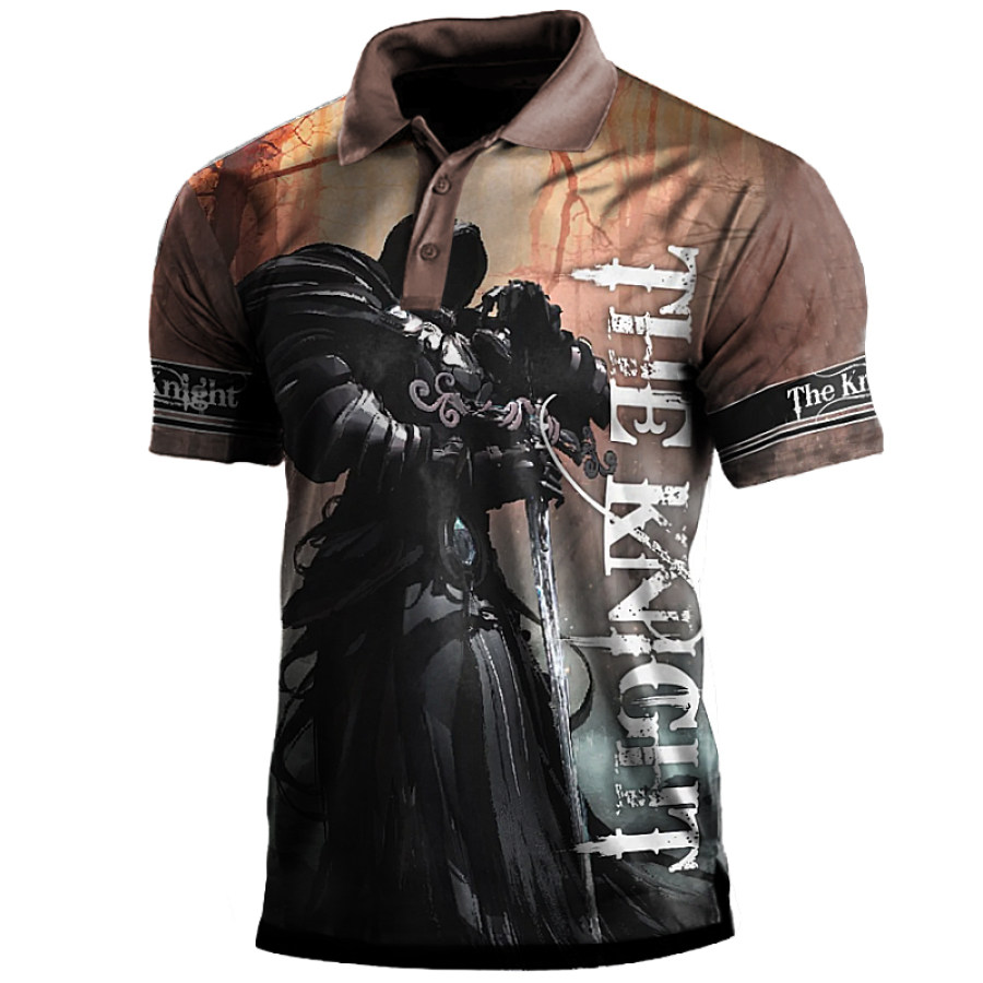 

Men's Outdoor Knights Templar Print Casual Polo T-Shirt