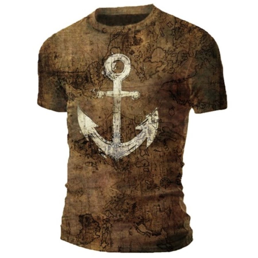 Mens Map Print Tactical Short Sleeve T-shirt