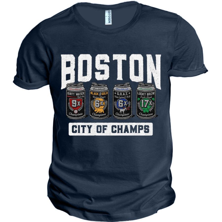 

Boston City Of Champs Men's Graphic Print Cotton T-Shirt