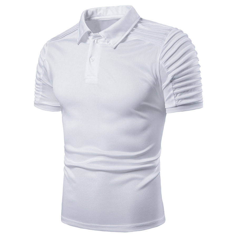 

Men's Outdoor Pleated Polo Neck Short Sleeve T-Shirt