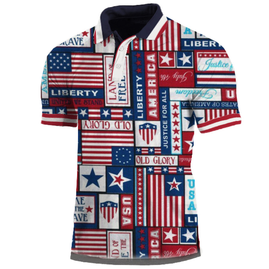 

Men's American Flag Outdoor Tactical Sport PoLo Neck T-Shirt