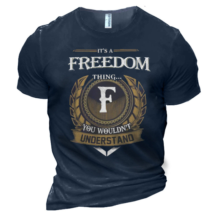 

It's Freedom Thing Men's Graphic Print Cotton T-Shirt
