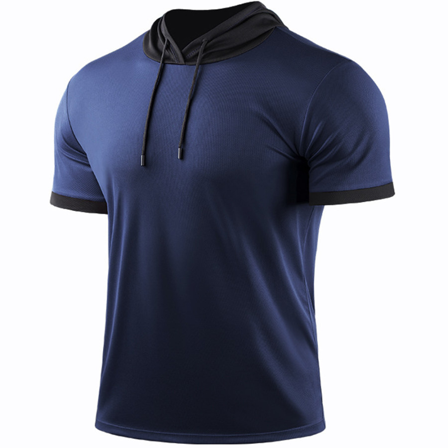 

Men's Outdoor Hooded Mesh Breathable Sports Short Sleeve Top
