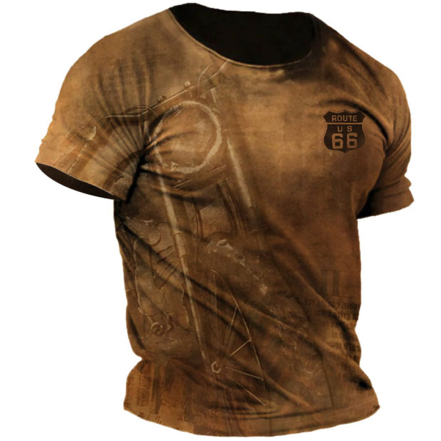 

Men's Route66 Retro Motorcycle Road Type Graphic Print T-Shirt