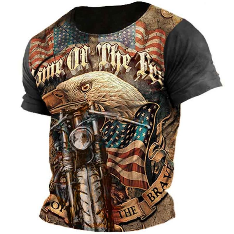 

Men's American Flag Motorcycle Graphic Print T-Shirt