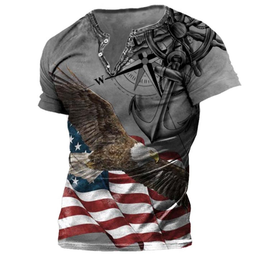 

Men's American Flag Eagle Nautical Anchor Graphic Print T-Shirt