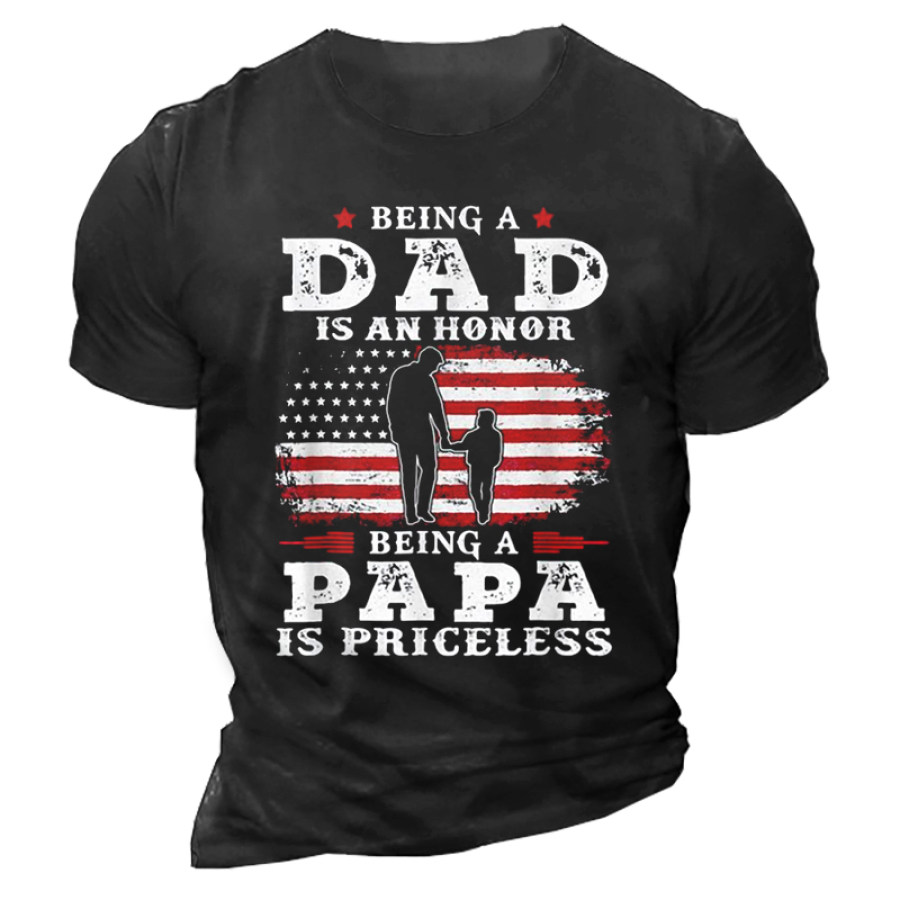 

Men's American Flag An Honor Being Papa Cotton T-Shirt