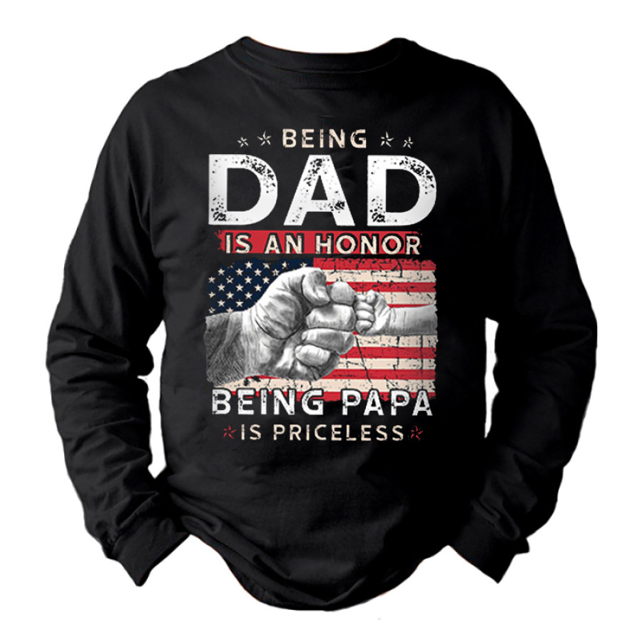 

Men's American Flag Being Dad Is An Being PaPa Long Sleeve Shirt