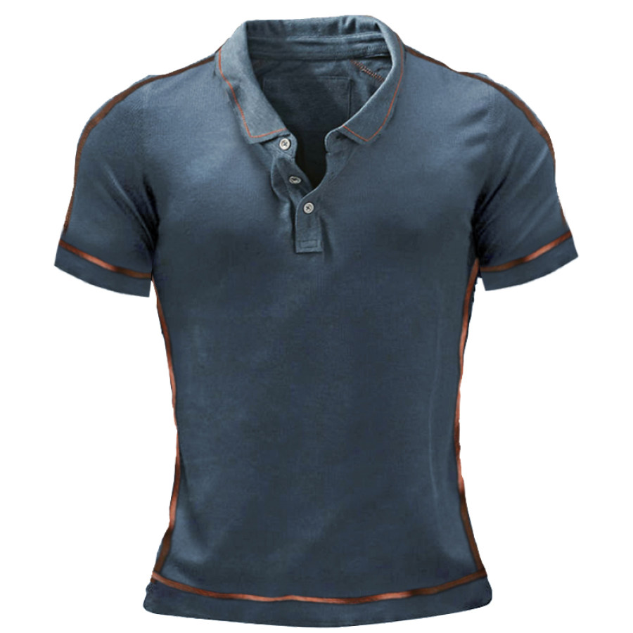 

Men's Patchwork Casual Henley Shirt