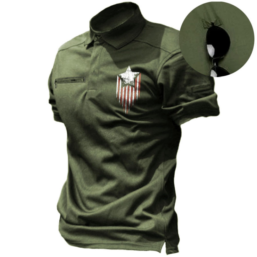 

Men's Pentagram Stripe Graphic Print Functional T-Shirt