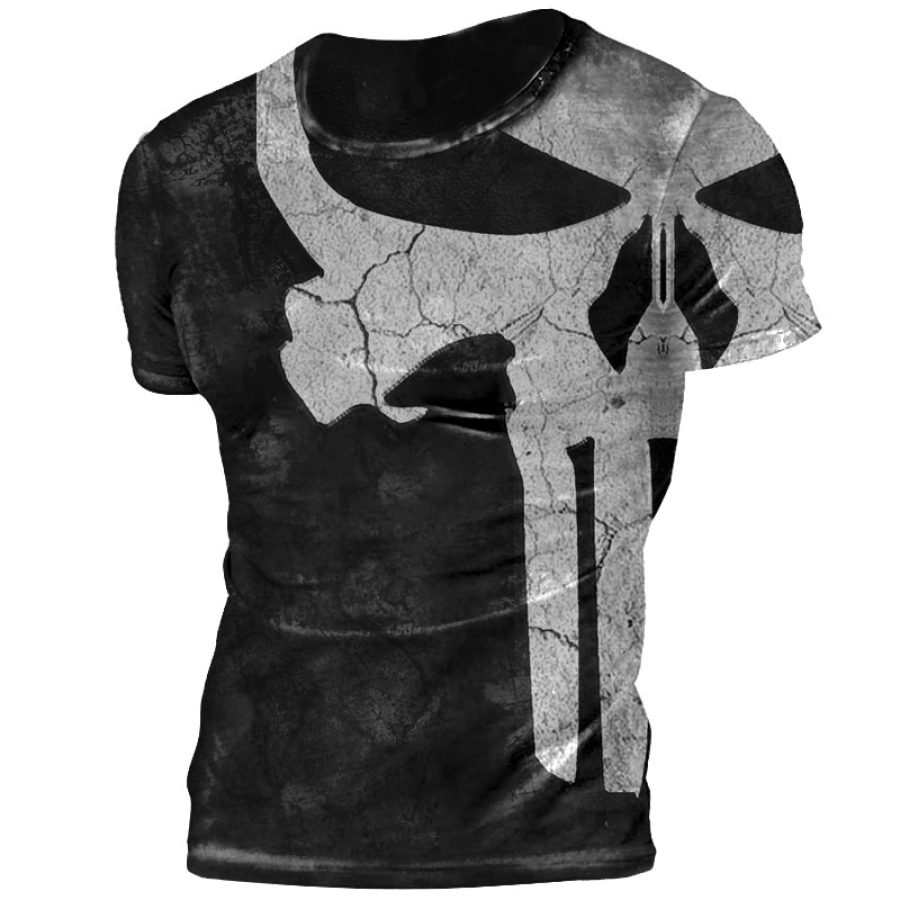 

Men's Retro Casual Comfortable Skull Graphic Print T-Shirt