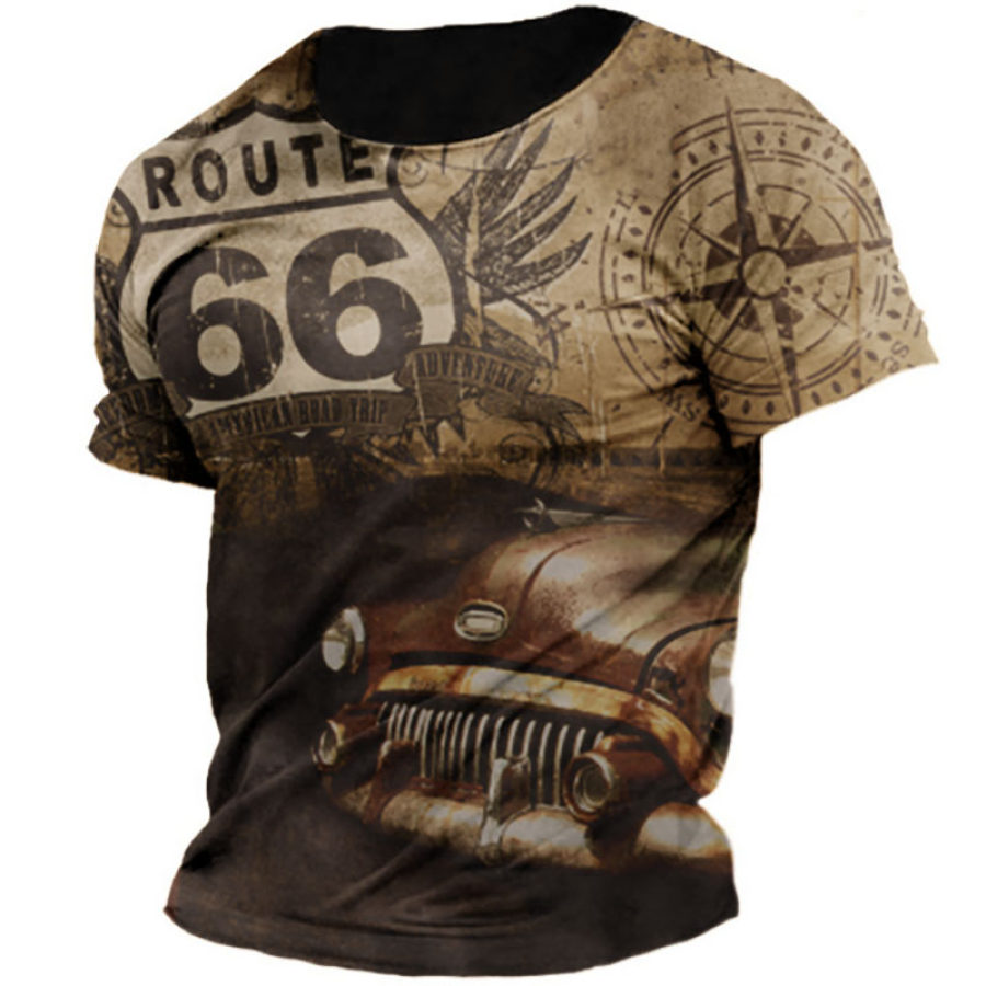 

Men's Vintage Route 66 Car Graphic Print T-Shirt