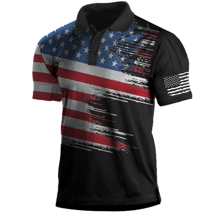 

Men's Outdoor American Flag Print Training Polo Shirt