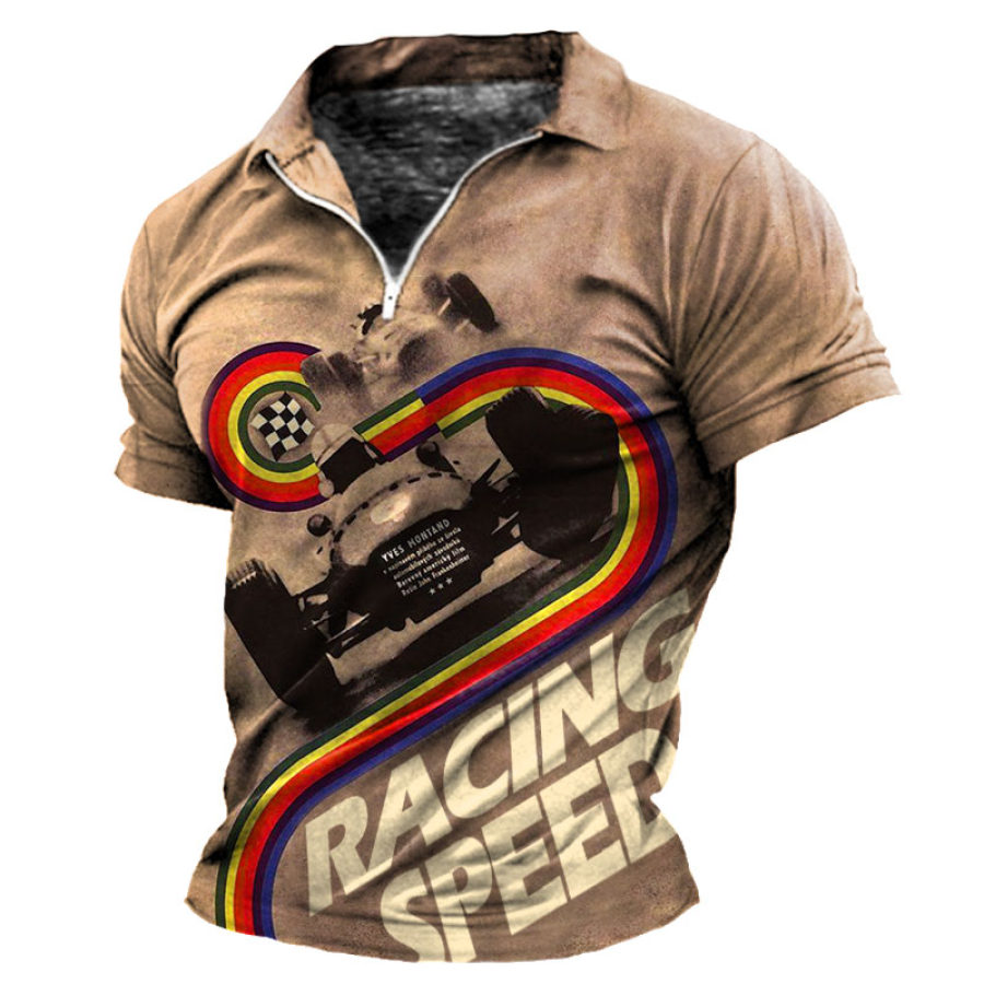 

Grand Prix Men's Vintage Outdoor Contrast Racing Polo Neck T-Shirt