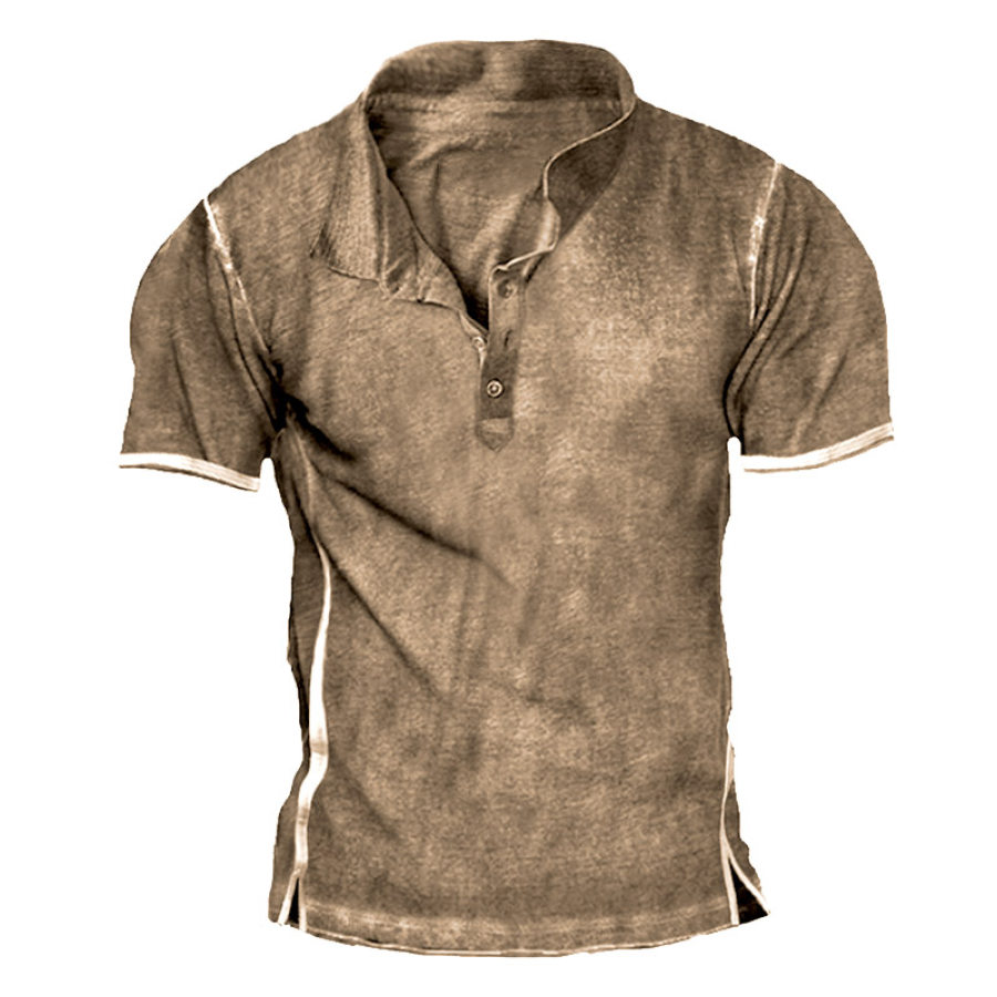 

Men's Retro Outdoor Training Solid Polo Neck T-Shirt
