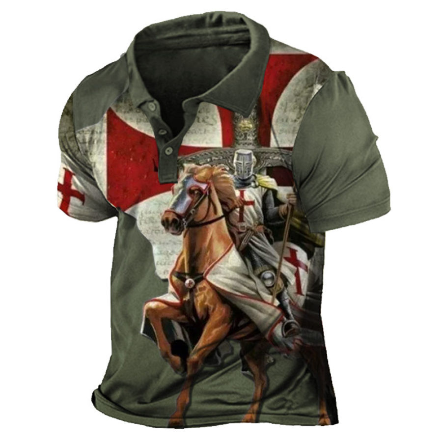 

Templar Men's Cross Print Polo Shirt