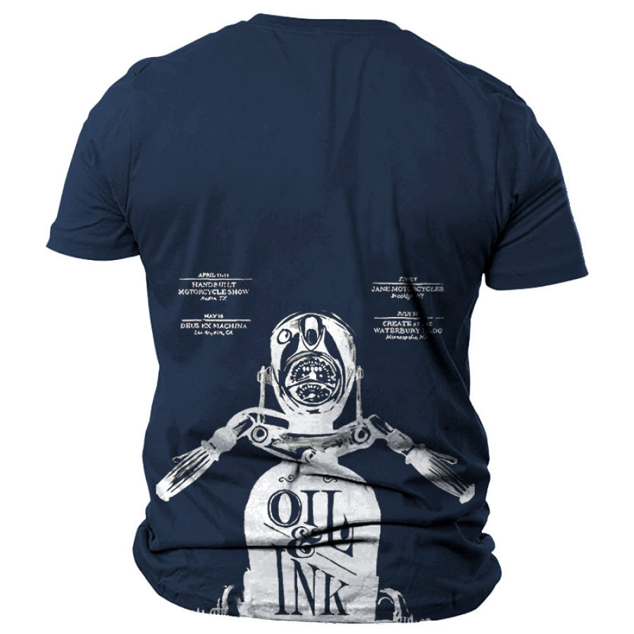 

Men's Funny Motorcycle Graphic Print Cotton T-Shirt