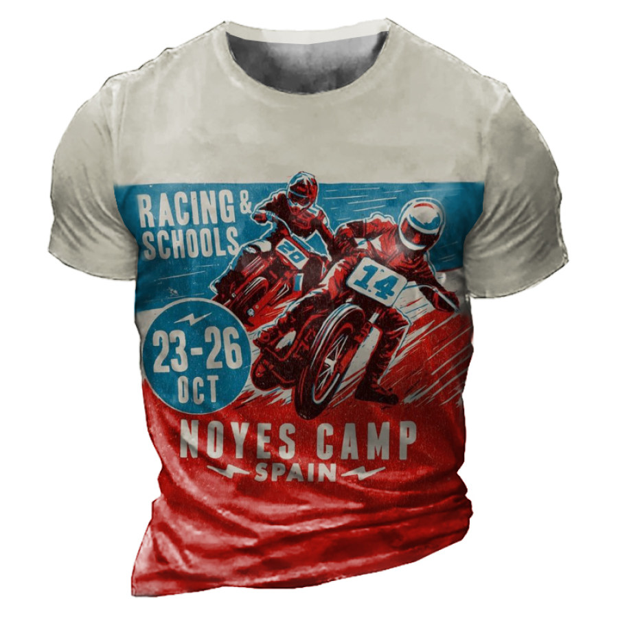 

Men's Vintage Motorcycle Race Print Crew Neck T-Shirt