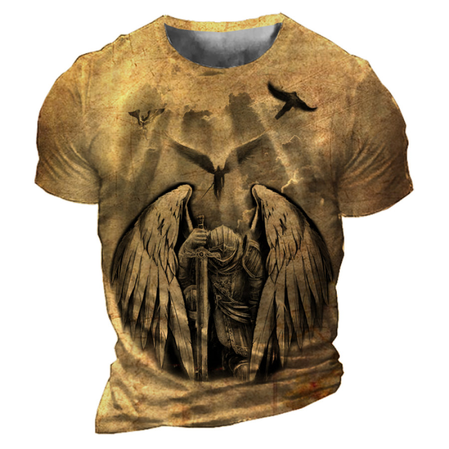 

Men's VintageTemplar Knight Print Crew Neck T-Shirt