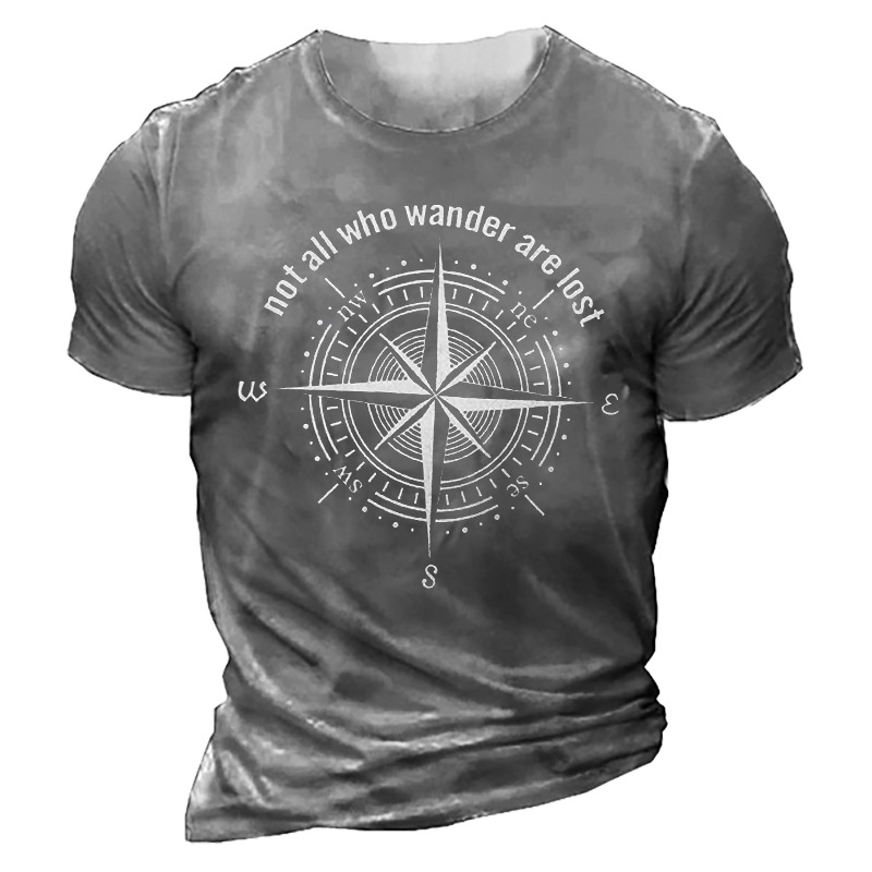 Not All Who Wander Chic Are Lost Men's Compass Print T-shirt